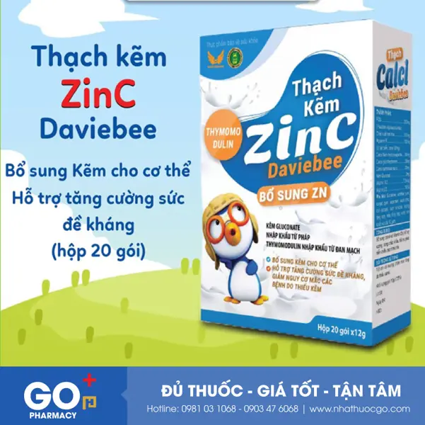 Thạch kẽm Zinc Daviebee 12g