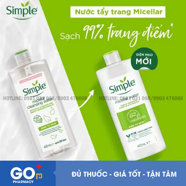 Tẩy trang Simple cho da nhạy cảm
